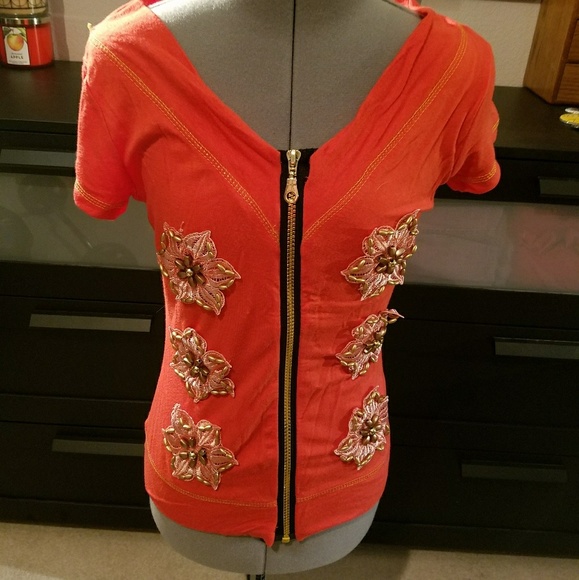 Unknown Tops - ⚠️DONATING 3/3⚠️ 🍭5/$30🍭Embroidered Beaded Floral Zip Up Top